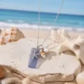 Ocean style sea glass necklace with starfish shell pearl pendant for women beach jewelry. - Light Blue Starfish Necklace (24122607)