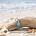 Ocean style sea glass necklace with silver turtle pendant and pearl charm for women. - Light Green 2 Sea Turtle Necklace (24122607)