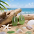 Green Sea Glass Mermaid Dangle Earrings Ocean Style Beach Jewelry for Women Girls Gift - Green Mermaid Earrings (24043006)