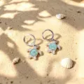 Beach style turquoise sea turtle earrings, ocean element jewelry for women summer vacation. - Earrings