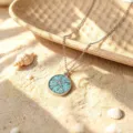 Collar con colgante turquesa estrella de mar cadena plateada estilo playa moda mujer variante - Collar