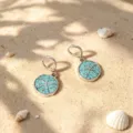Lindos Pendientes de estrella de mar turquesa plateados estilo playa joya de mujer - Pendientes