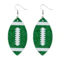 Grüne Glitzer Football Leder Ohrringe, stylische sportliche Ohrhänger für Damen und Mädchen. - Grün