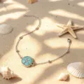 Pulsera de cadena turquesa estrella de mar plateada joyería estilo playa accesorio - Pulsera