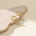 Boucles d'oreilles créoles croix en zircon doré élégants bijoux de mode pour femmes chic - Style (22091857)