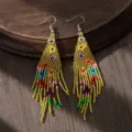 Orecchini pendenti lunghi con perline colorate stile bohémien boho gioielli donna - Giallo