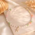 Bunte Perlen Halskette mit einem goldenen Seestern Anhänger, Sommer Strand Schmuck für Damen. - Halskette 2