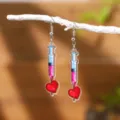 Jolies Boucles d'oreilles seringue coeur en acrylique bijoux medecin fantaisie femme - Style 6