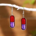Boucles d'oreilles capsule en acrylique rouge et violet, bijoux originaux imprimés recto verso. - Style 8