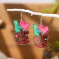Boucles d'oreilles pendantes LOVE en acrylique thème infirmière cœur stéthoscope mode femme. - Style 9
