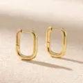 Créoles rectangulaires dorées minimalistes pour femmes, bijoux de mode géométriques en métal - Style (22091801)