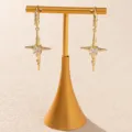 Boucles d'oreilles croix zircon or femme mode dangle boucles d'oreilles bijoux chic - Style (22091804)