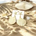 Gold starfish seashell drop earrings beach vacation style alloy jewelry for women stylish accessories - Light Yellow
