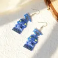 Boucles d'oreilles pendantes en acrylique bleu motif Class of 2026 pour diplômées. - Style 5