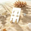 Printemps été style station balnéaire océan coquillage étoile de mer boucle d'oreille set - Ensemble 8