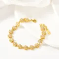 Gold four leaf flower rhinestone bracelet stainless steel luxury fashion jewelry for women. - White Five-Leaf Flower
