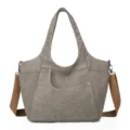 Borsa a tracolla in tela retro casual con grande capacita borsa da donna elegante - Grigio