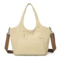 Borsa a tracolla in tela casual grande borsa shopper retro borsa a mano da donna - Kaki
