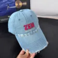 Vintage Destroyed Jeans Baseball Cap mit gestickten Buchstaben, lässige Streetwear Mütze. - 56-60cm / Hellblau