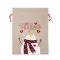 Linen Christmas Gift Bag Snowman Drawstring Holiday Present Pouch Party Favor Decor - Snowman Style Gift Bag