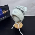 Cappello in maglia da orso vintage Fair Isle invernale caldo accogliente con paraorecchie - 54-60cm / Beige