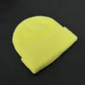 Yellow ribbed knit beanie detail, highlighting soft wool texture and short crown winter style. - One Size / Neon Yellow