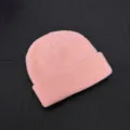 Pink knit beanie short fisherman hat trendy hip hop winter warm woolen cap for daily wear - One Size / Light Pink