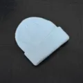 Light blue knit beanie for men and women, cozy winter ribbed skull cap, casual street style hat. - One Size / Light Blue