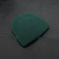 Dark green ribbed knit beanie for men and women, short skull cap winter warm hat. - One Size / Dark Green