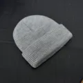 Grey knit beanie short skull cap unisex winter warm street style ribbed knit hat comfy - One Size / Gray (Heathered)