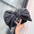 Serre-tête nœud noir pour femme, large bandeau cheveux couleur unie, accessoire coiffure élégant. - Nœud Double Couche Noir