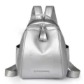 Stylish silver shell backpack for women, multi-purpose casual travel daypack bag. - Silver