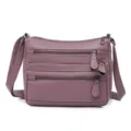 Bolso bandolera de mujer de cuero suave morado, elegante bolso cruzado casual práctico. - Púrpura
