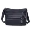 Bolso cruzado de cuero suave para mujer con múltiples bolsillos azul marino casual - Azul marino
