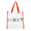 Borsa shopper trasparente in PVC da donna, borsa da spiaggia jelly estiva con manici rossi. - Rosso