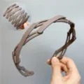 Foldable expandable hair hoop brown plastic teeth headband for daily face washing travel. - Dark Coffee