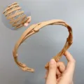 Expandable Hair Hoop Foldable Hairband Light Brown Hair Accessory for Daily Wash Face. - Khaki