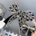 Black lace bow hair clip with pearl pendant, elegant sweet spring barrette for women. - Duckbill Hair Clips / Black