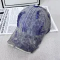 Gorra de béisbol de denim desgastado retro sombrero de sol informal vintage para exterior - M (56-58cm) / Azul Marino