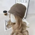 Gorro de equitacion de punto para mujer invierno calido color solido estilo casual - M (56-58cm) / Color Avena