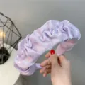Korean style purple pleated rhinestone headband sweet fluffy hair hoop for women hair accessory - Purple Rhinestone