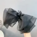 Black organza oversized bow hair clip elegant multi-layer spring hair accessory. - Black Bow