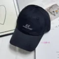 Gorra de béisbol clásica de algodón negro con bordado, sombrero casual para mujeres y hombres - M (56-58cm) / Negro