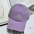 Purple washed cotton baseball cap with letter embroidery, detailed view for autumn daily wear. - M (56-58cm) / Light Purple
