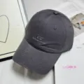 Casual washed cotton baseball cap with letter embroidery, stylish grey sun hat for daily wear - M (56-58cm) / Dark Gray