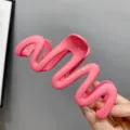 Pink wavy hair claw clip, sweet jelly color large size hair accessory for elegant styling. - Pink