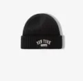 Gorro de punto negro para hombres y mujeres, moda de invierno cálida estilo urbano casual con letras. - Talla Única Elástica / Negro
