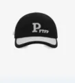Primer plano de la gorra de béisbol en blanco y negro con bordado de letra P y visera corta. - M (56-58cm) / Negro