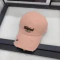 Gorra de béisbol rosa desgastada con bordado elegante y corona rígida para el verano. - M (56-58cm) / Rosa
