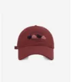 Sweet heart embroidered baseball cap for women, soft top casual hat with cute plush love design. - M (56-58cm) / Burgundy